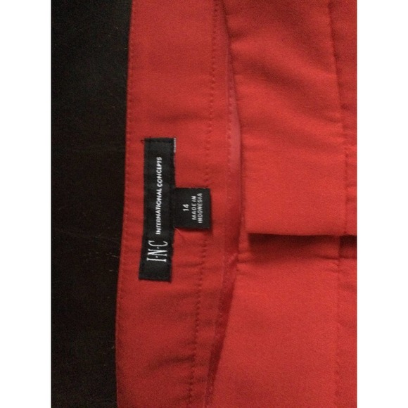 INC International Concepts, Red Pants Size (14) orig $80 - Picture 2 of 6
